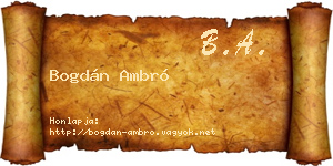 Bogdán Ambró névjegykártya
